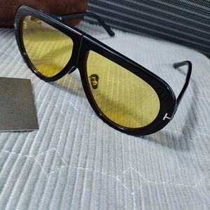 Tom Ford Black Frame Sunglasses with Yellow Lenses